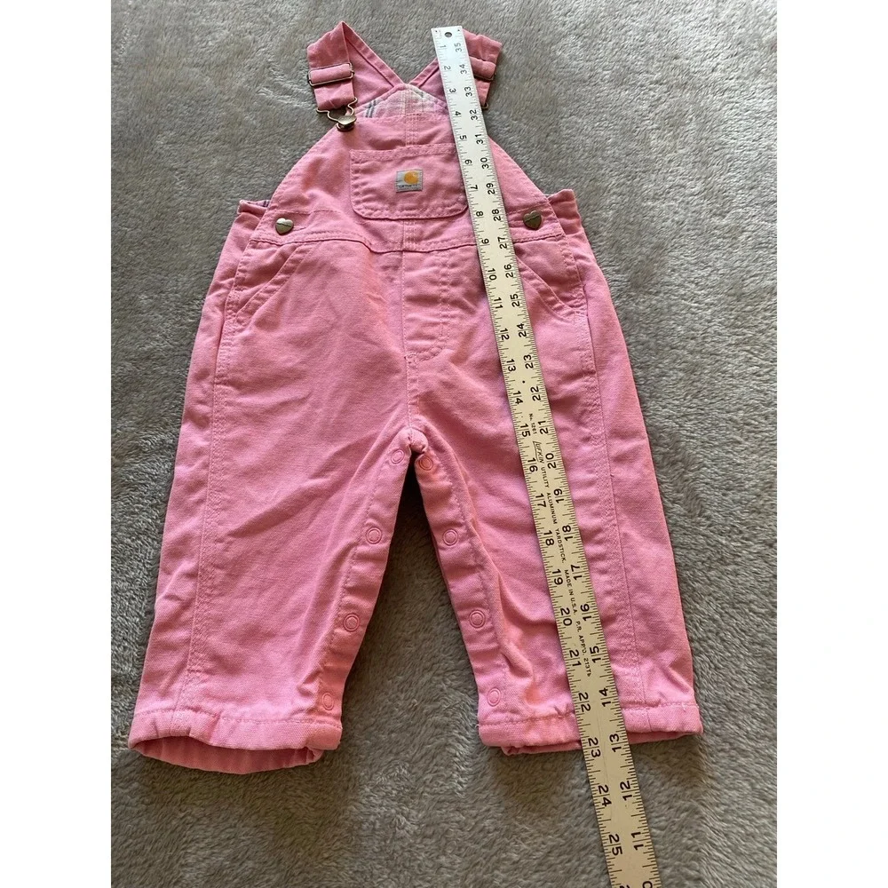 Carhartt Bib Overalls Toddler Girls 6 Months Flannel Lined s2